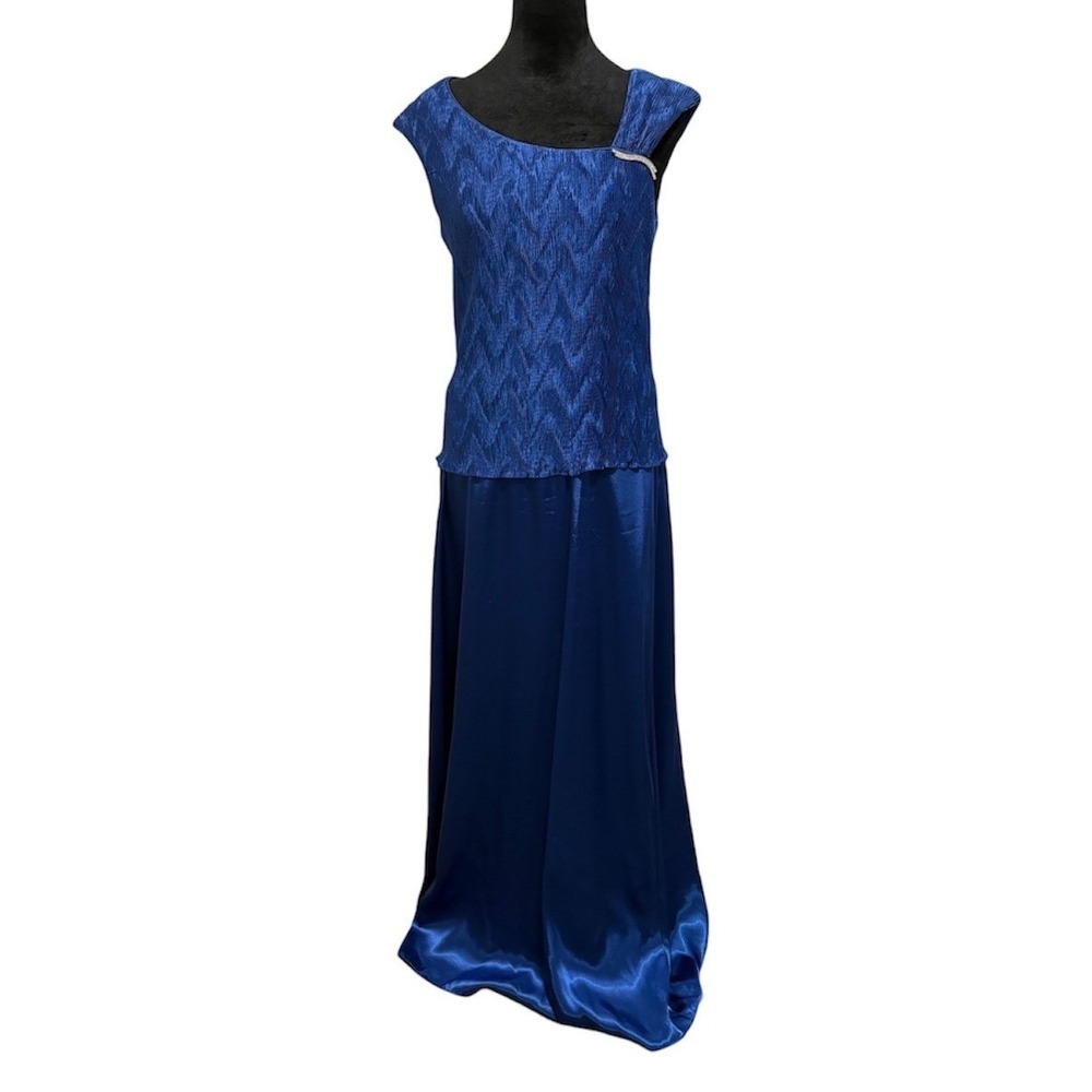 Patra Evening Gown Womens 12 Royal Blue Rhinestone Satin Maxi Dress
EUC